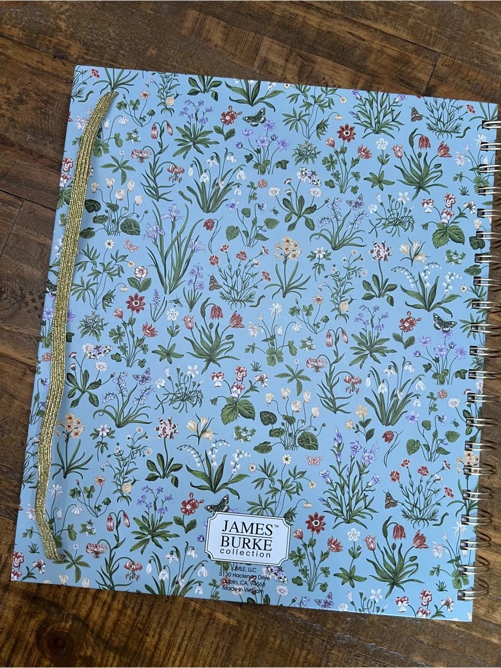 Floral Blue Hardcover Notebook with Gold Elastic: Deluxe Notebook Bundle